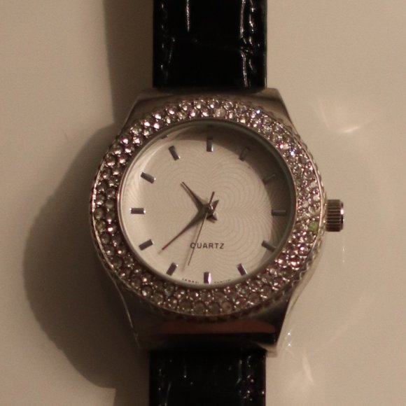 Black Crocodile with Silver Rhinstones Watch | 070 - Picture 4 of 5